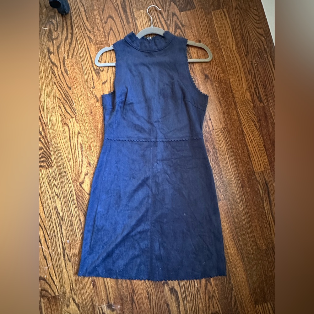 Aqua Midnight Blue Scalloped Edge Dress